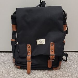 Vix Men's Backpack in Black with Brown Accents